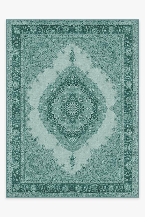 Victoria Teal Green Rug 9'x12' | Stain-Resistant