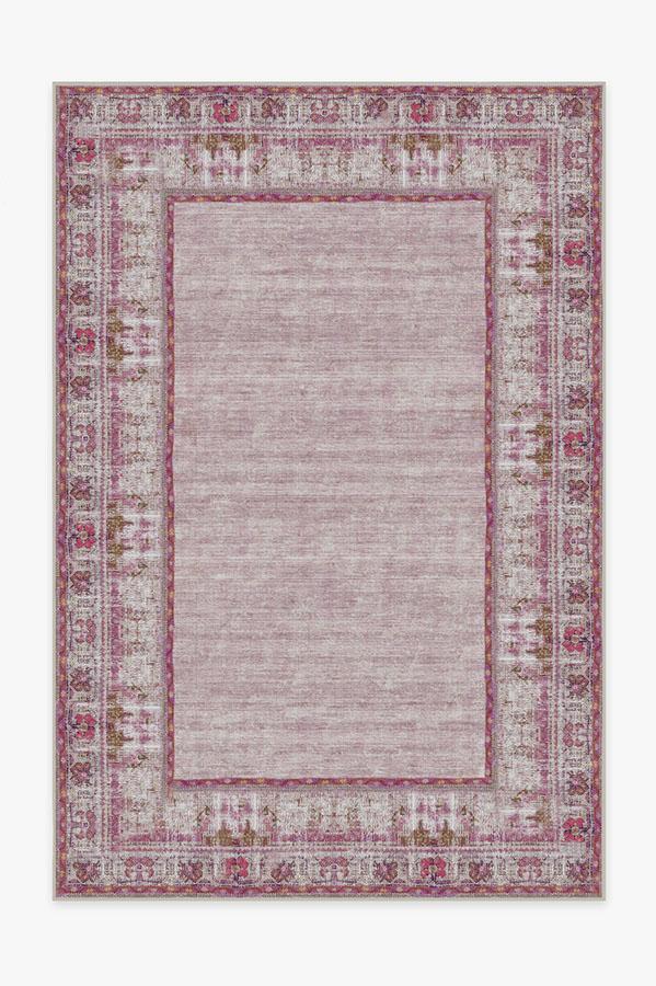 Vintage Daisy Bordered Fuchsia Rug 6'x9' | Stain-Resistant