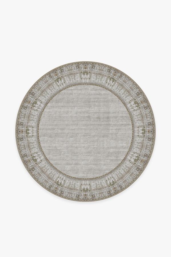 Vintage Daisy Bordered Hazel Rug 6' Round | Stain-Resistant