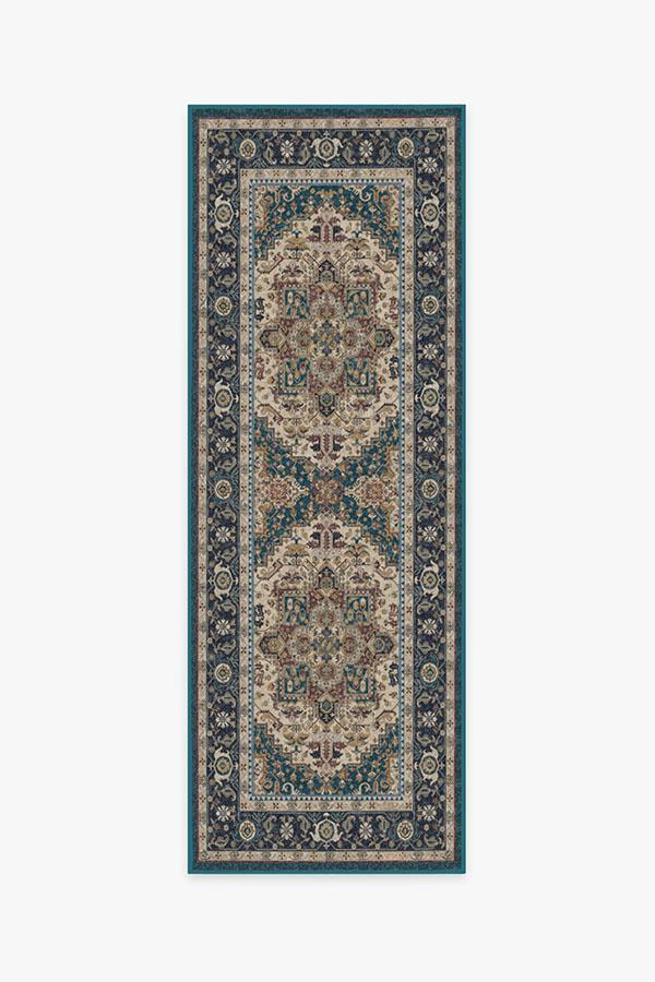 Vintage Heriz Cerulean Rug 2.5'x10' | Stain-Resistant