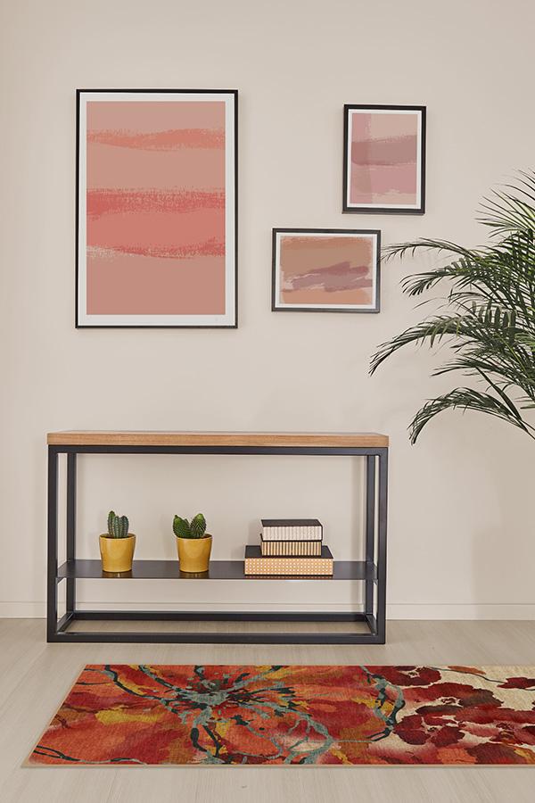 Watercolor Floral Coral Rug 2.5'x10' | Stain-Resistant
