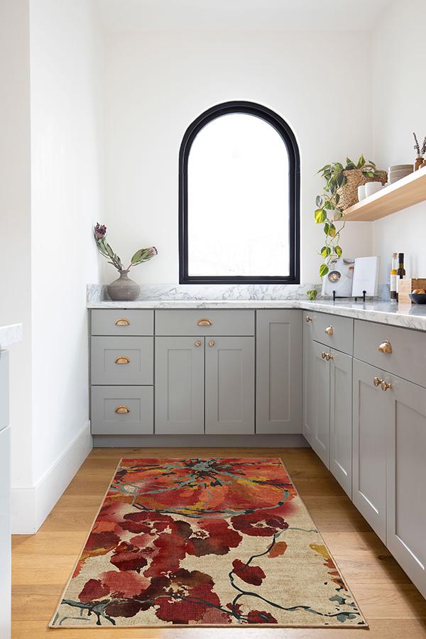 Watercolor Floral Coral Rug 3'x5' | Stain-Resistant