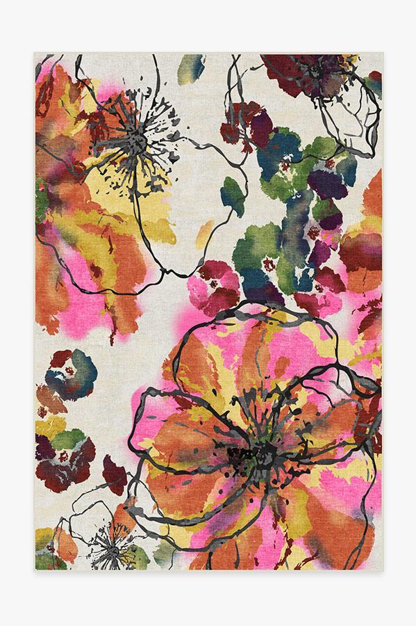 Watercolor Floral Multicolor Rug 6'x9' | Stain-Resistant