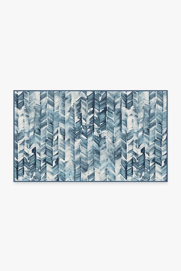 Watercolor Herringbone Blue Rug 3'x5' | Stain-Resistant