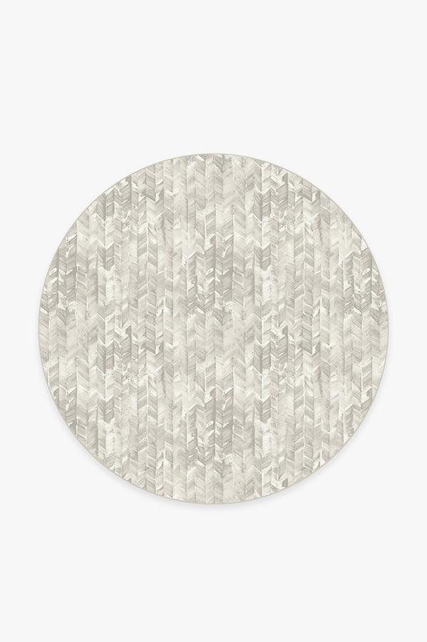 Watercolor Herringbone Cream Rug 6' Round | Stain-Resistant