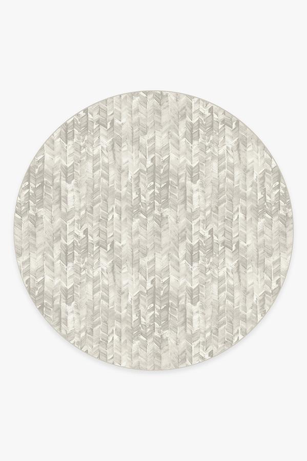 Watercolor Herringbone Cream Rug 8' Round | Stain-Resistant
