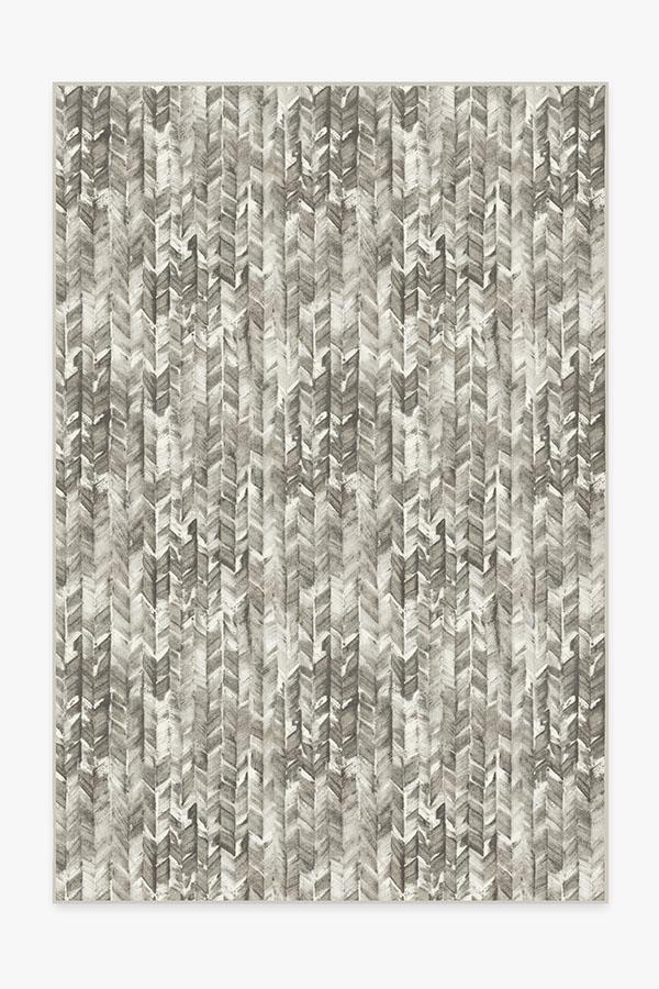 Watercolor Herringbone Grey Rug 6'x9' | Stain-Resistant