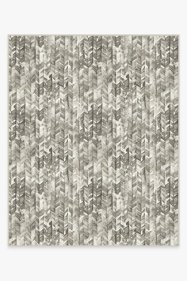 Watercolor Herringbone Grey Rug 8'x10' | Stain-Resistant