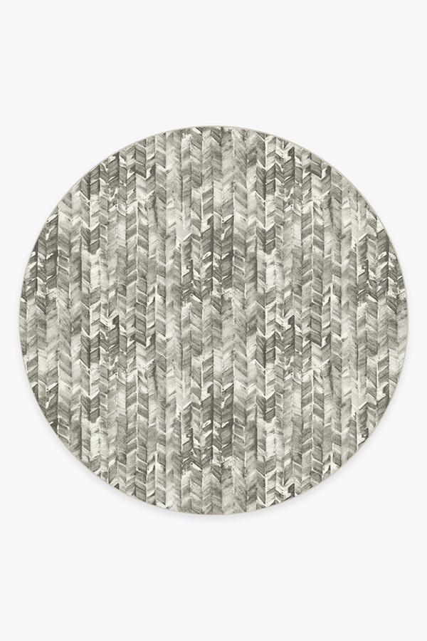 Watercolor Herringbone Grey Rug 8' Round | Stain-Resistant