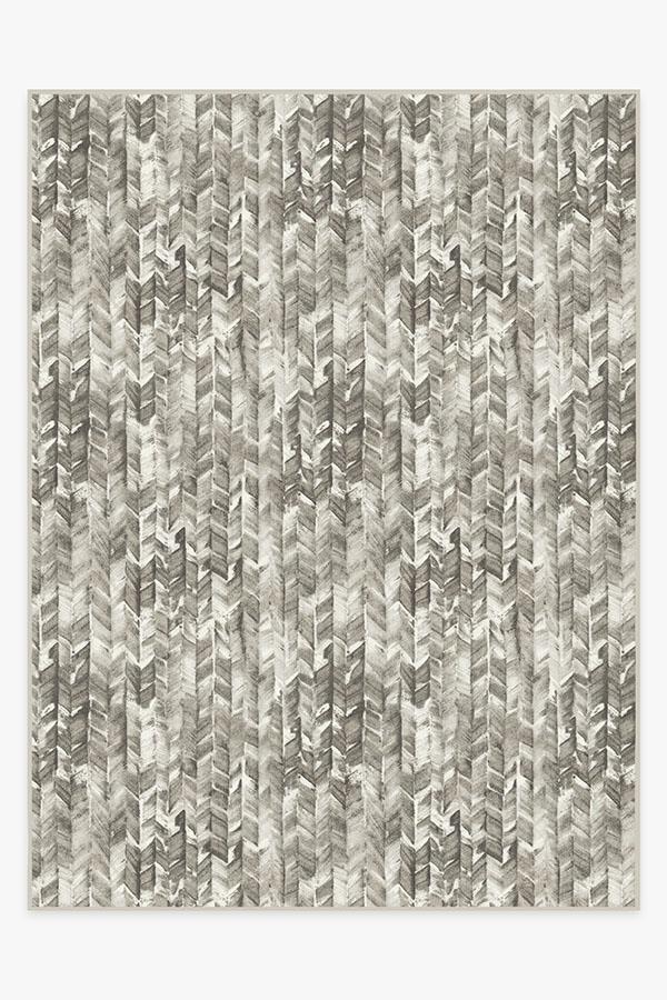 Watercolor Herringbone Grey Rug 9'x12' | Stain-Resistant
