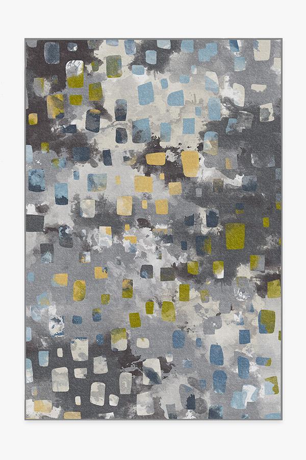 Watercolor Paintwork Grey Rug 6'x9' | Stain-Resistant