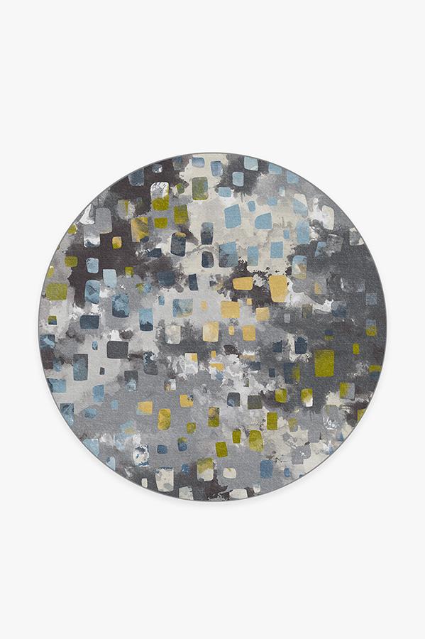 Watercolor Paintwork Grey Rug 6' Round | Stain-Resistant