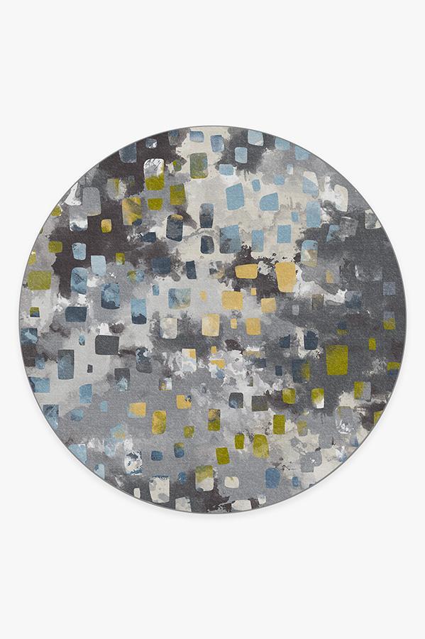 Watercolor Paintwork Grey Rug 8' Round | Stain-Resistant