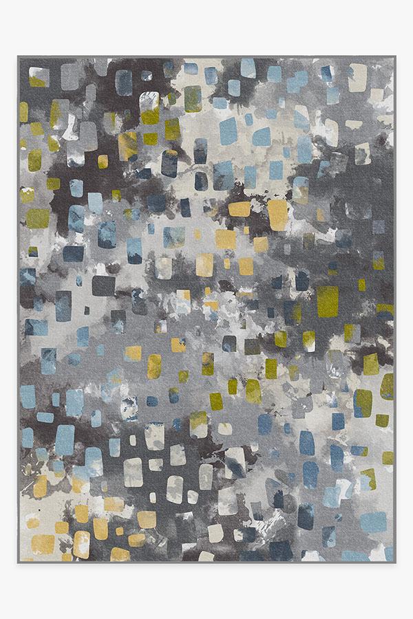 Watercolor Paintwork Grey Rug 9'x12' | Stain-Resistant