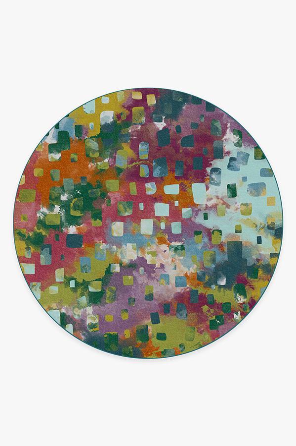 Watercolor Paintwork Multicolor Rug 8' Round | Stain-Resistant