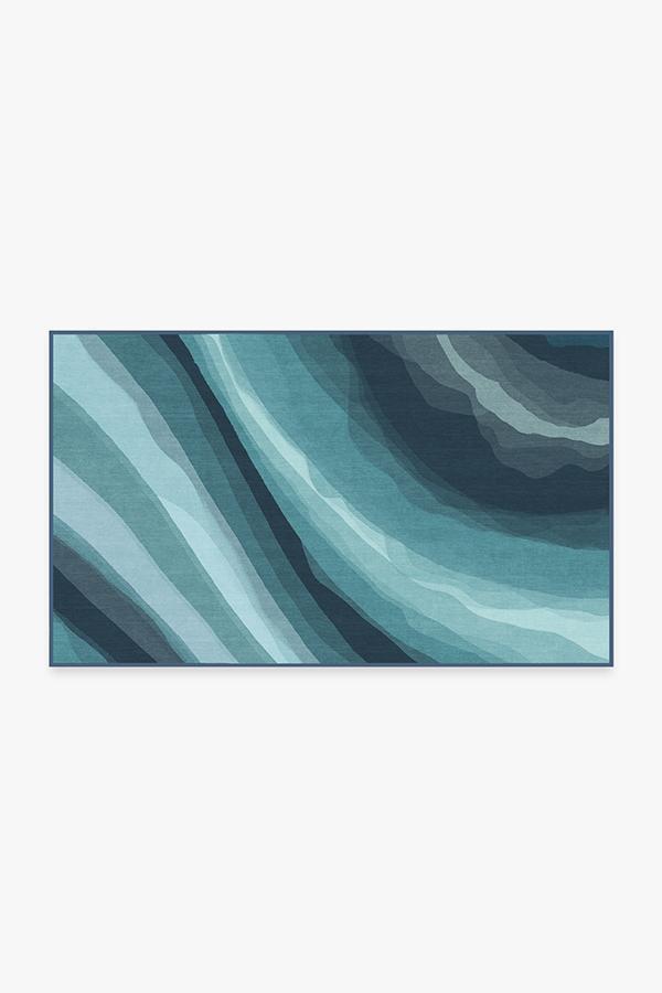 Watercolor Waves Blue Rug 3'x5' | Stain-Resistant