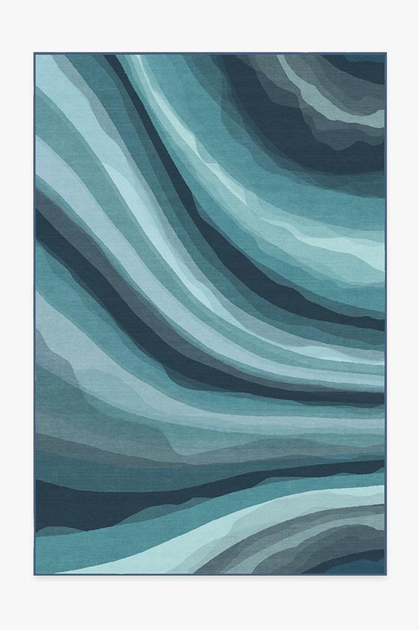 Watercolor Waves Blue Rug 6'x9' | Stain-Resistant