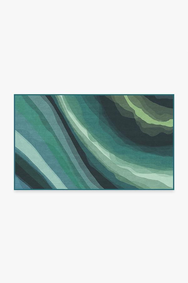 Watercolor Waves Citrus Green Rug 3'x5' | Stain-Resistant
