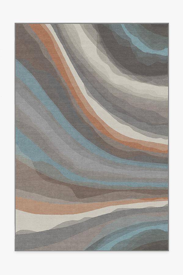 Watercolor Waves Sandstone Rug 6'x9' | Stain-Resistant