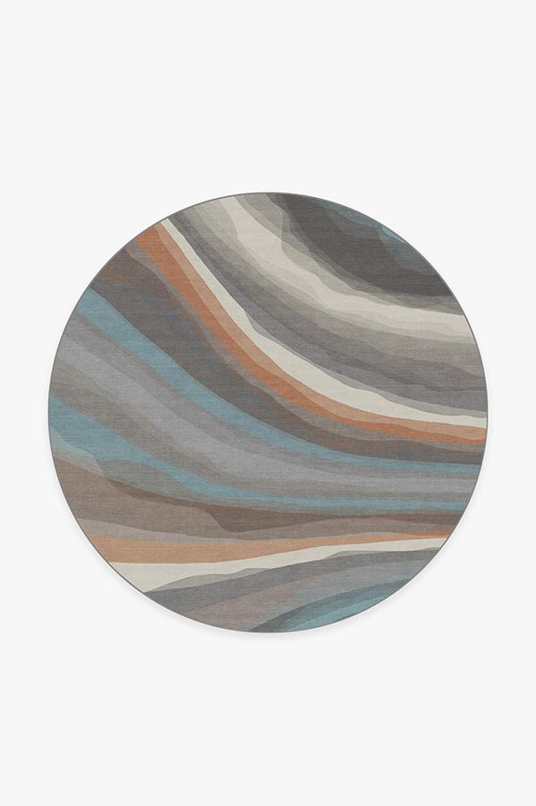 Watercolor Waves Sandstone Rug 6' Round | Stain-Resistant