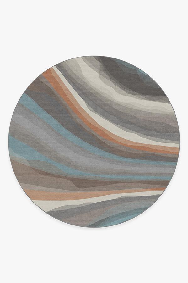 Watercolor Waves Sandstone Rug 8' Round | Stain-Resistant
