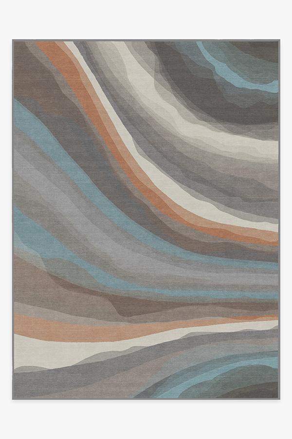 Watercolor Waves Sandstone Rug 9'x12' | Stain-Resistant