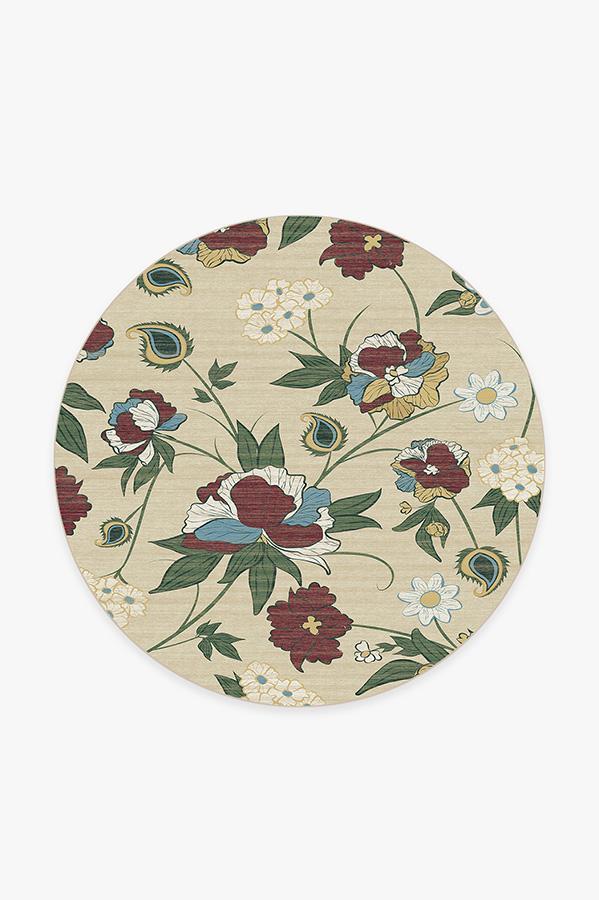 Wildflower Natural Rug 6' Round | Stain-Resistant