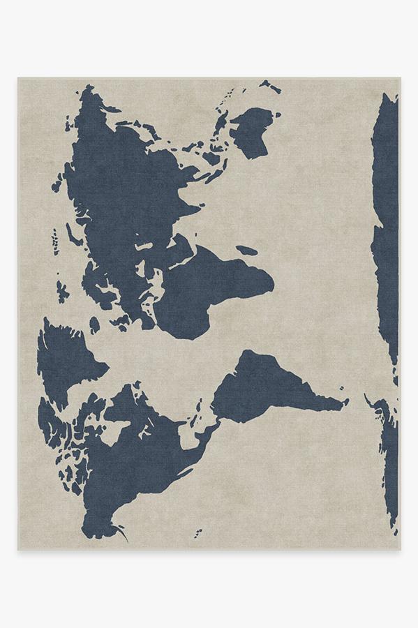 World Map Ivory Rug 8'x10' | Stain-Resistant