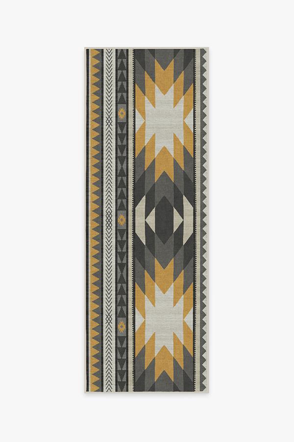Yuma Yellow Grey Rug 2.5'x10' | Stain-Resistant