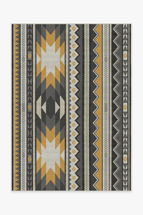 Yuma Yellow Grey Rug 5'x7' | Stain-Resistant