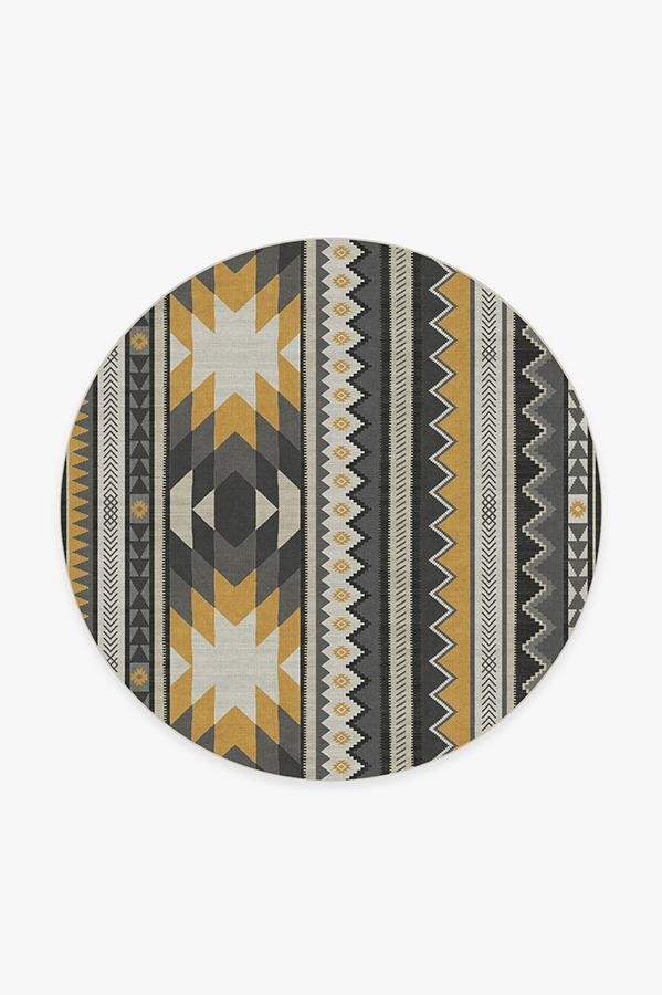 Yuma Yellow Grey Rug 6' Round | Stain-Resistant