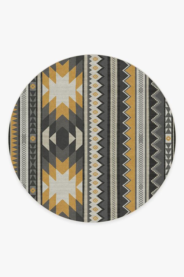 Yuma Yellow Grey Rug 8' Round | Stain-Resistant