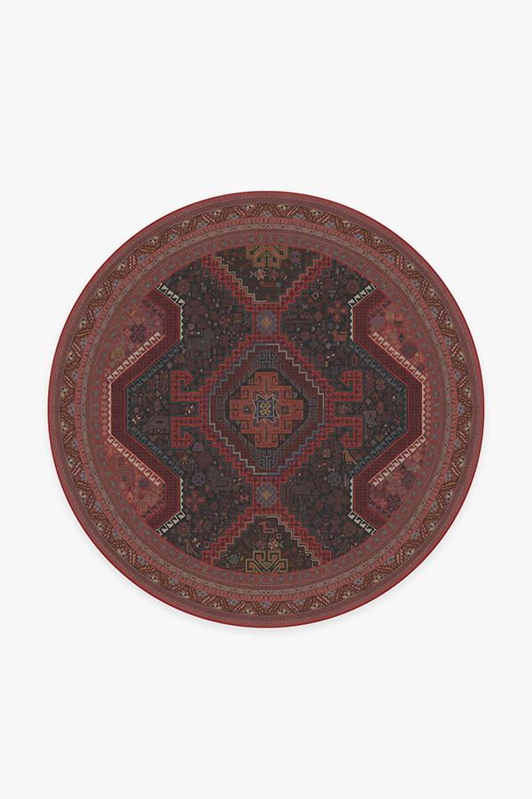 Zareen Oxblood Red Rug 6' Round | Stain-Resistant