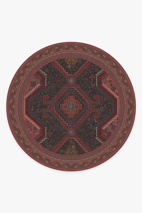 Zareen Oxblood Red Rug 8' Round | Stain-Resistant