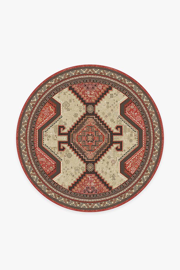 Zareen Paprika Red Rug 6' Round | Stain-Resistant