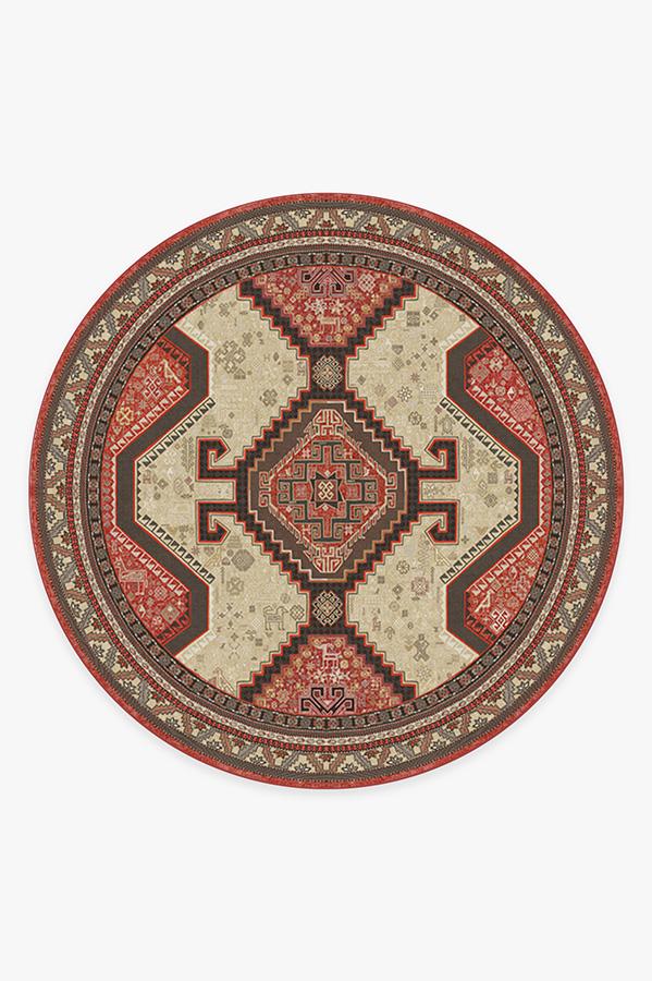 Zareen Paprika Red Rug 8' Round | Stain-Resistant