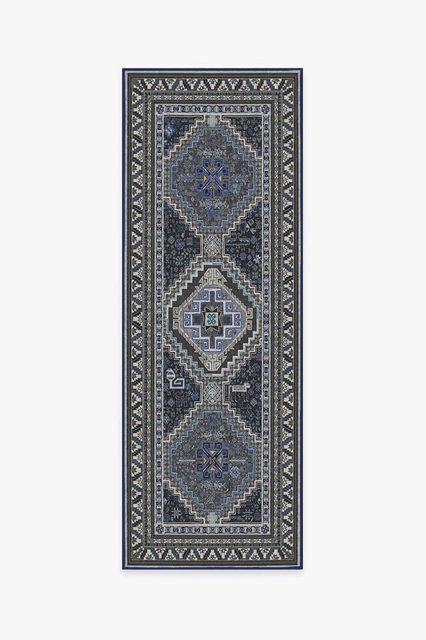Zareen Steel Blue Rug 2.5'x7' | Stain-Resistant