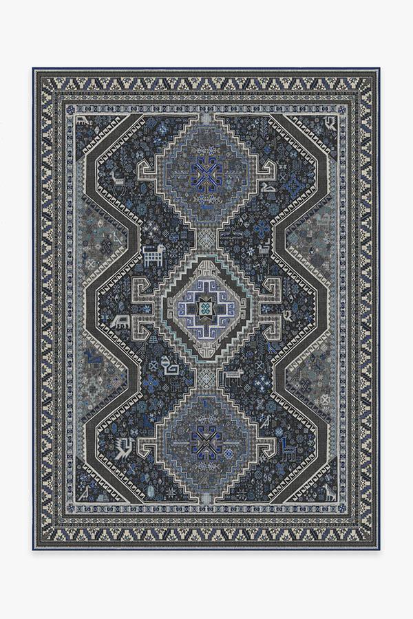 Zareen Steel Blue Rug 5'x7' | Stain-Resistant