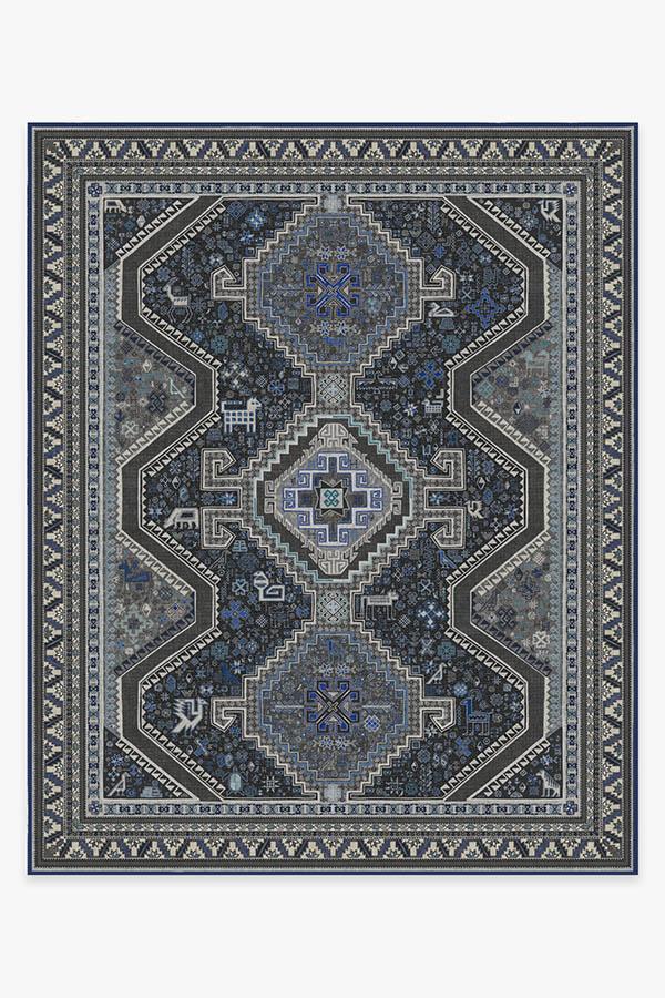 Zareen Steel Blue Rug 8'x10' | Stain-Resistant