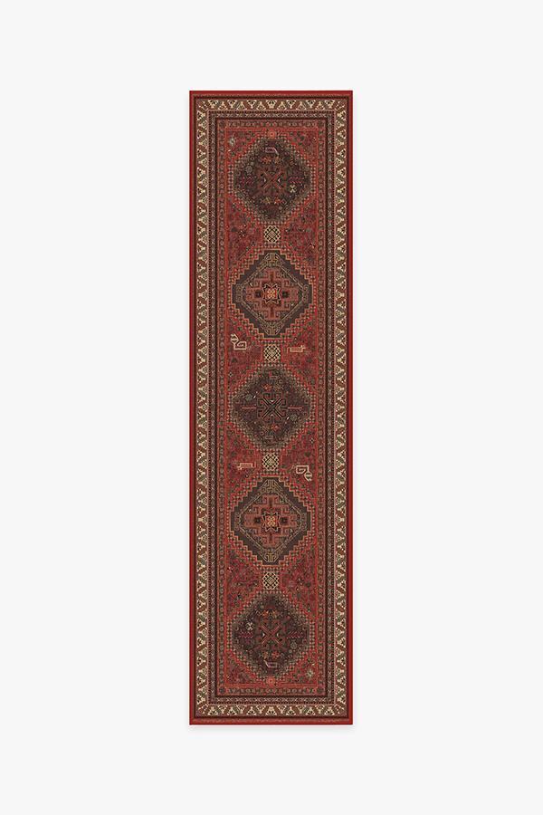 Zareen Scarlet Red Rug 2.5'x10' | Stain-Resistant