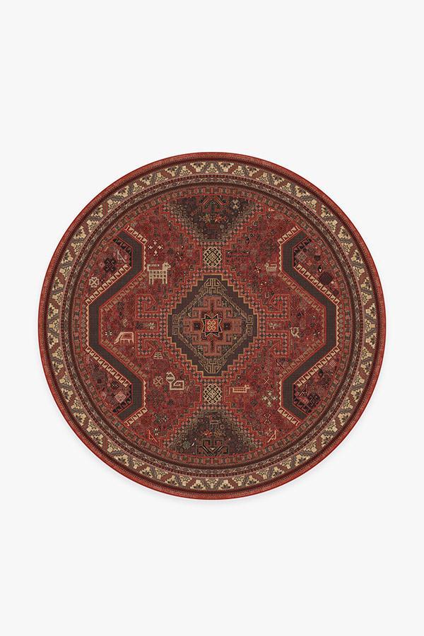 Zareen Scarlet Red Rug 6' Round | Stain-Resistant