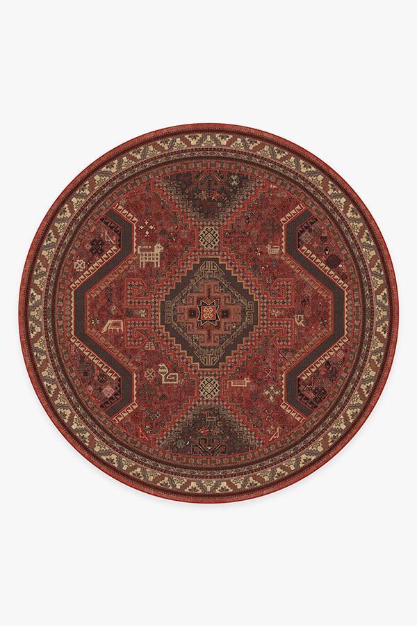Zareen Scarlet Red Rug 8' Round | Stain-Resistant