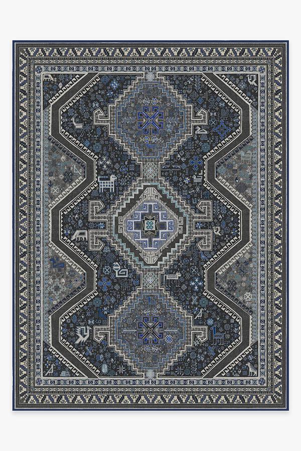 Zareen Steel Blue Rug 9'x12' | Stain-Resistant
