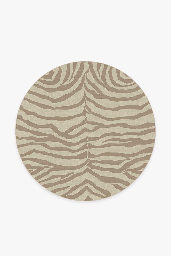 Zebra Natural Rug 6' Round | Stain-Resistant