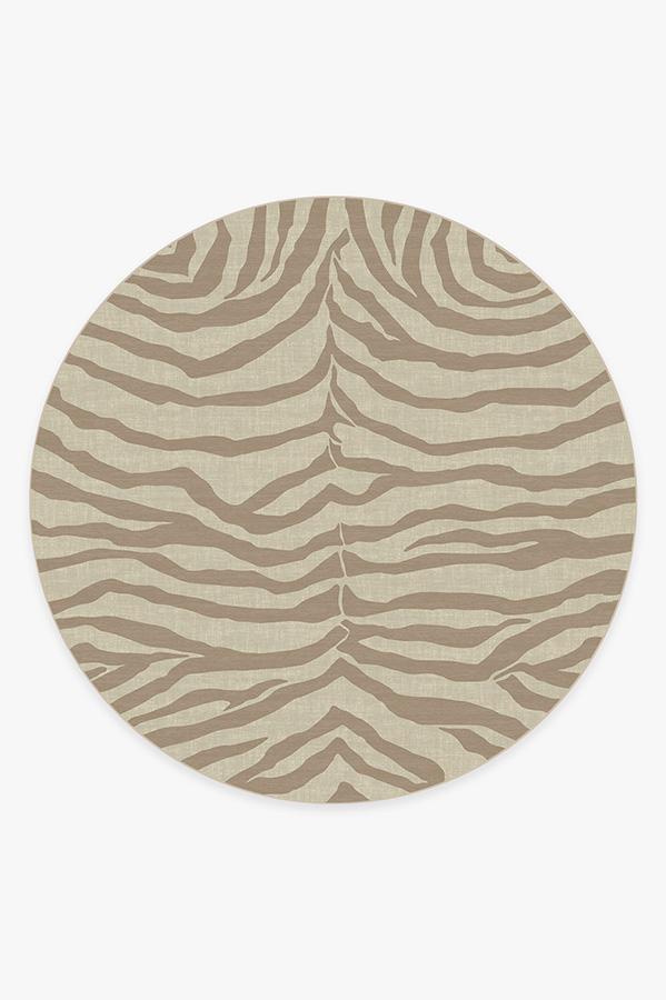 Zebra Natural Rug 8' Round | Stain-Resistant